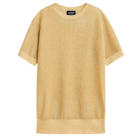 J.Crew Collection Gold Metallic Lurex Knit Oversized Tunic Top XS-S NWT - Picture 2 of 6